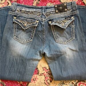 Miss Me Blue Boot Cut Jeans with Silver Accents